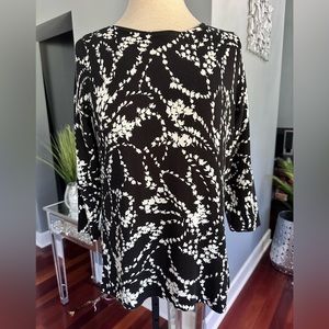 Talbots Black & White Floral Cardigan